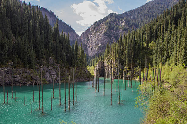 Kaindy  mountain lake in Kazakhstan