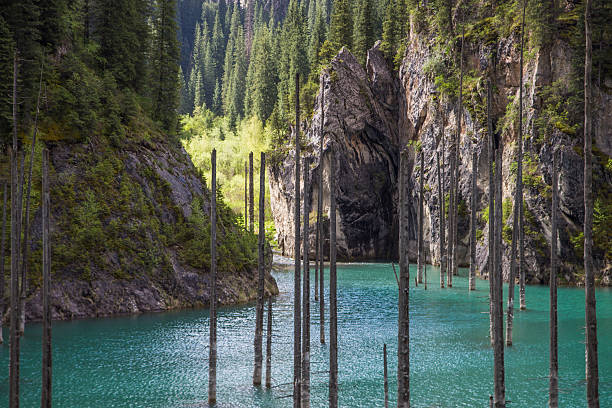 istock Kaindy mountain lake in Kazakhstan 614205530
