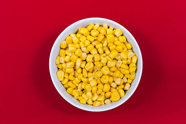 Sweet canned corn in small bowl