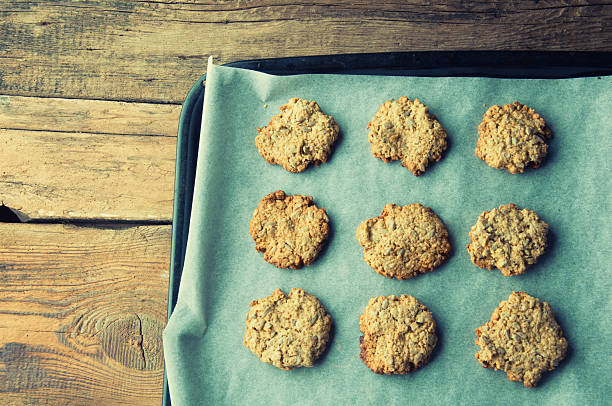 istock Cookies ona backing tray. Top view. Copyspace 614208102