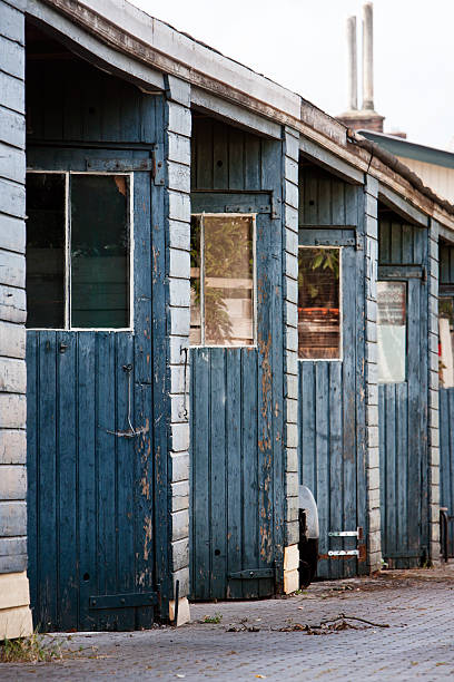 Vintage sheds in a row