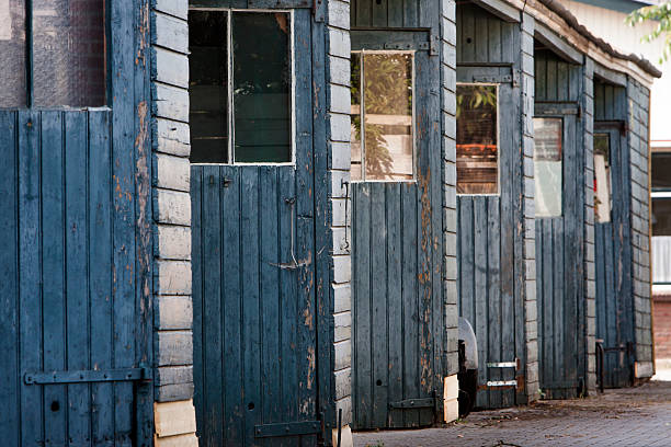 istock Vintage sheds in a row 614208962