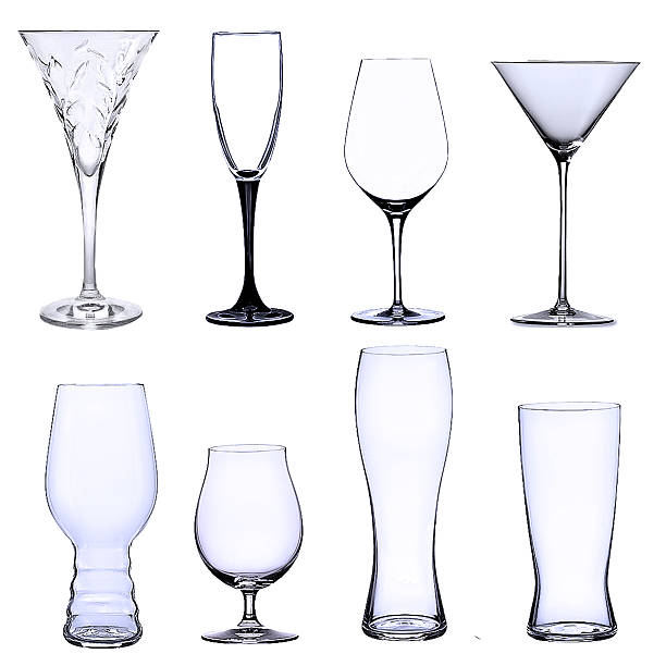 istock Glass stemware and glasses isolated on white background 614209234