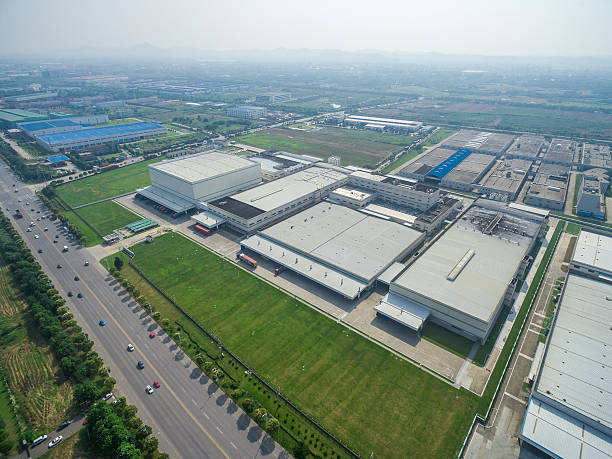 istock Aerial Modern Distribution Center factory 614209594