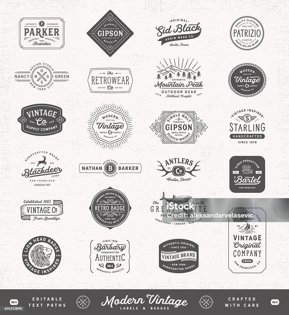 Modern Vintage Labels,Badges and Signs Collection of signs, badges, labels, frames and banners with text. More works like this linked below. Badge stock vector