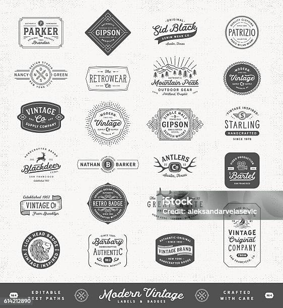 Modern Vintage Labelsbadges And Signs Stock Illustration - Download Image Now - Badge, Retro Style, Old-fashioned