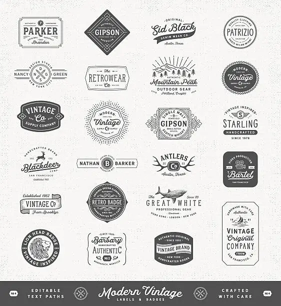 Vector illustration of Modern Vintage Labels,Badges and Signs