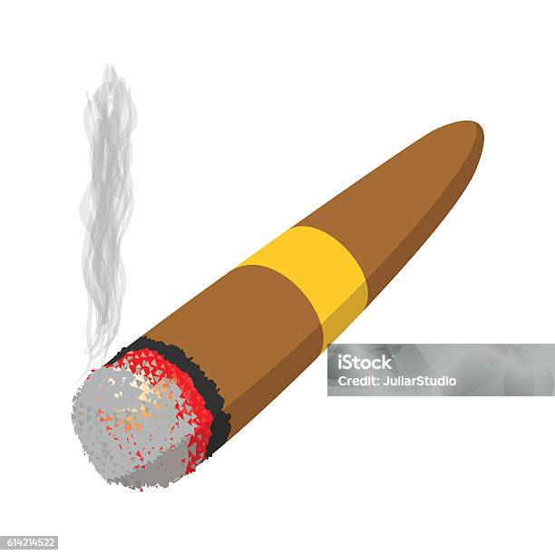 Brown Cigar Burned Cartoon Icon Stock Illustration - Download Image Now - Cigar, Cartoon, Illustration