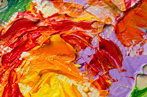 Colorful abstract pattern of oil paint