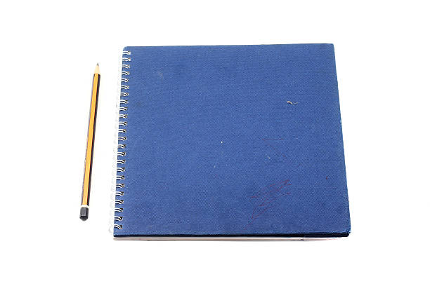 ブルーのご予約日程とペンシルに分離白背景 - textbook ring binder university personal organizer ストックフォ�トと画像