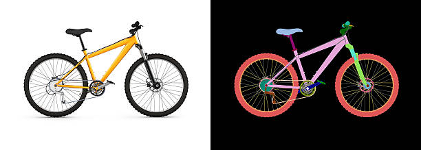 mountain bike isolated on white background with wirecolor 3d