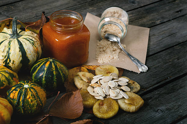 istock Pumpkins and pumpkin jam. 614223264