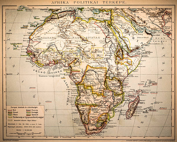 Africa Political Map Antique illustration of a Africa Political Map from 1893 mauritania stock illustrations