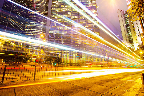 istock Light trail in Hong Kong 614224952