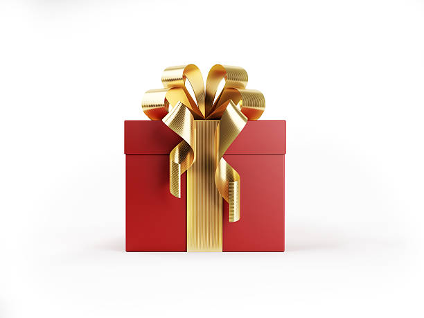 Red Gift Box Tied with Shiny Gold Ribbon