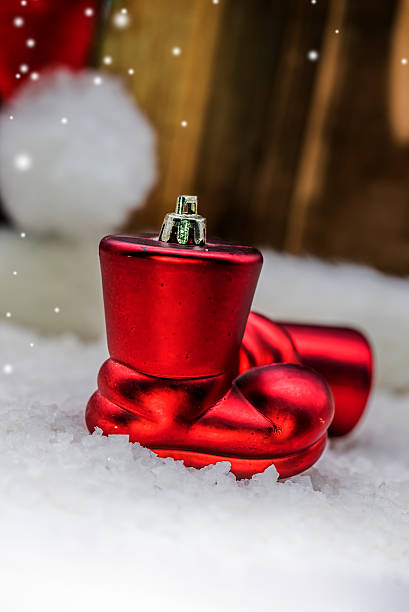 istock Christmas decorate and snow with wood background 614229334