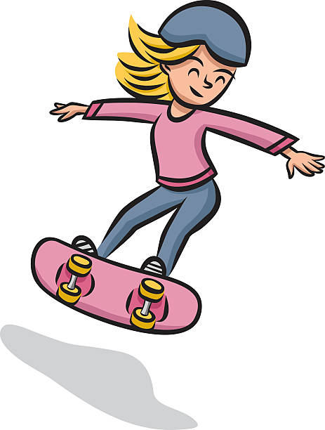 Girl on Skateboard A young girl gets air while riding her skateboard. skater girl stock illustrations