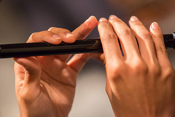 istock Musician playing a recorder / penny whistle two hands showing. 614232416