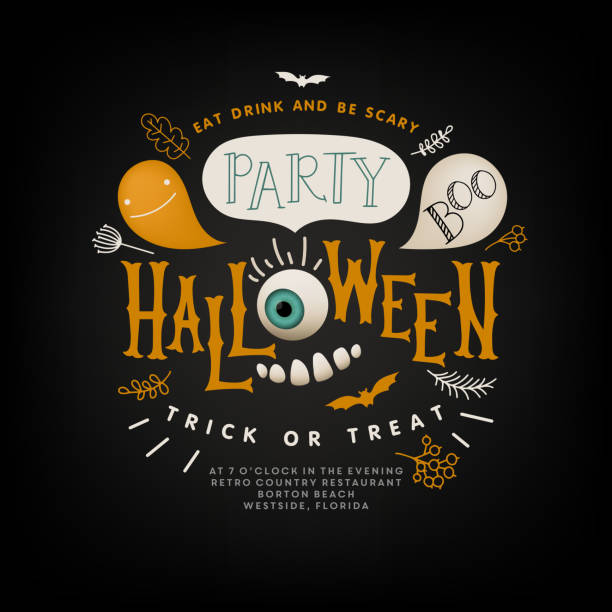 Happy Halloween lettering. Vector illustration. vector art illustration