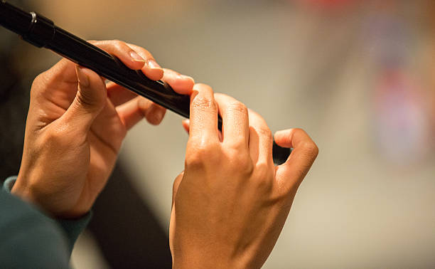 istock Musician playing a recorder / penny whistle two hands showing. 614235200