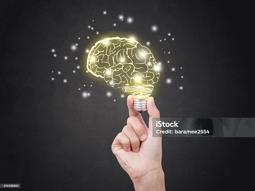 lampadina brainstorming idea creativa icona astratta sul lato business. - Foto stock royalty-free di Idea