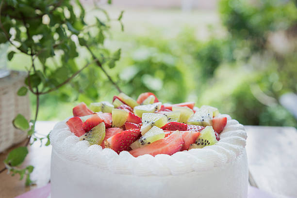 Close up Strawberry and kiwi shortcake