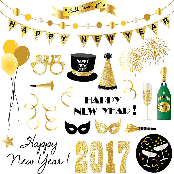 новые годы канун clipart - happy new years stock illustrations