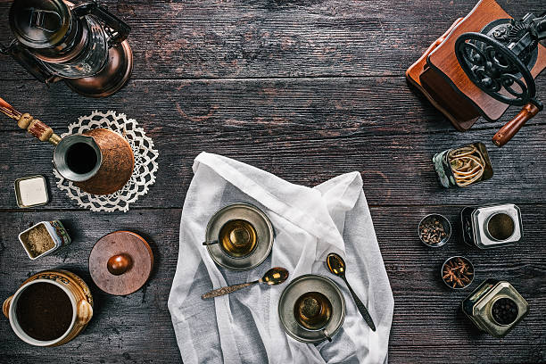 istock Still life with coffee cups and ingredients 614238826