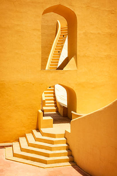 Jantar Mantar Monument in Jaipur Rajasthan India Architectural detail photo of the Jantar Mantar monument in Jaipur, Rajasthan, India. It is a collection of nineteen architectural astronomical instruments built in 1734. jaipur stock pictures, royalty-free photos & images