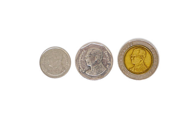 istock Thailand baht coins isolated over white background 614241834