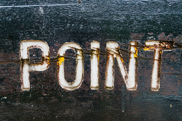 istock Point Word engrave on Black Wood 614244512