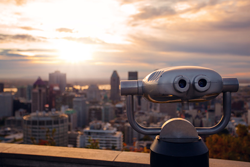 Binocular to have  great view on Montreal Downtown by this sunrise.