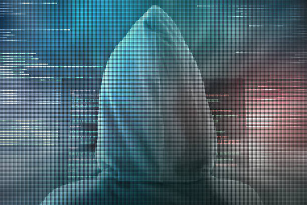 Pixelated hacker encoding personal data from computer monitor Expert hacker preparing cyber-attack of digital data on a laptop in a pixelated red and blue backgroundExpert hacker preparing cyber-attack of digital data on a laptop in a pixelated red and blue background dark web monitoring stock pictures, royalty-free photos & images