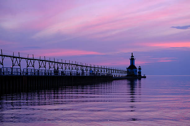 istock St. Joseph North Pier Lights, built in 1906-1907 614248178
