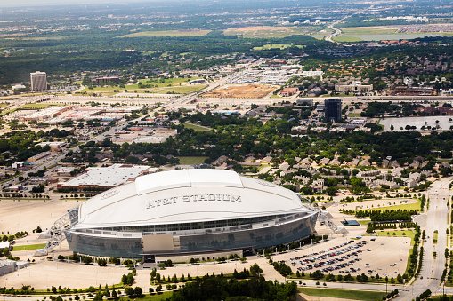 Arlington, TX, United States - May 17, 2016: Aerial view of AT&T Stadium in Arlington, Texas. AT&T Stadium is home to the NFL Dallas Cowboys football team.