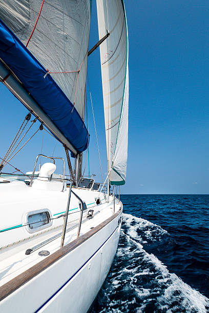 istock Yacht in the open sea 614249472