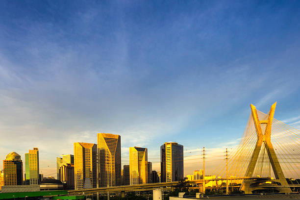 istock Famous cable-stayed bridge at Sao Paulo city. 614249934