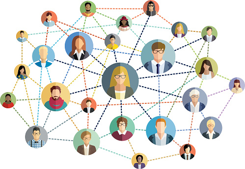 Social network - multicolored vector illustration