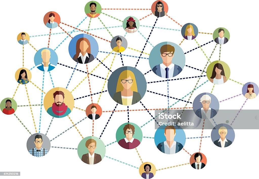 Social network - vector illustration. Social network - multicolored vector illustration Connection stock vector