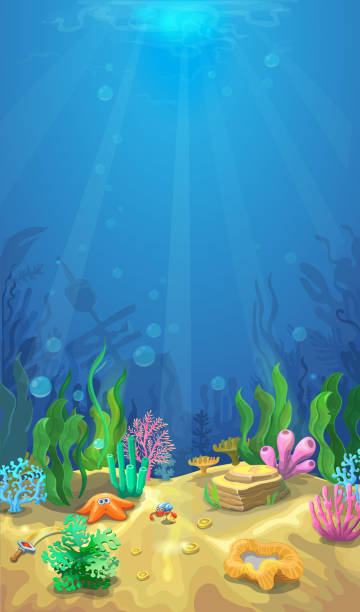 ilustrações de stock, clip art, desenhos animados e ícones de underwater landscape. the ocean and the undersea world ,mobile format - bottom sea