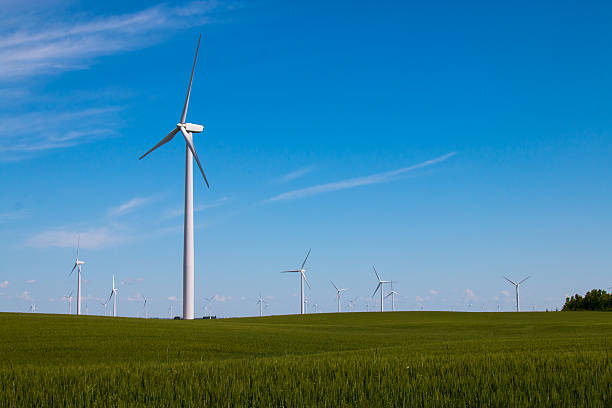 turbina eólica azul sky - north dakota - fotografias e filmes do acervo