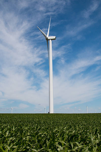 turbina eólica azul sky - north dakota - fotografias e filmes do acervo