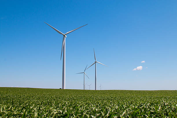 turbina eólica azul sky - north dakota - fotografias e filmes do acervo