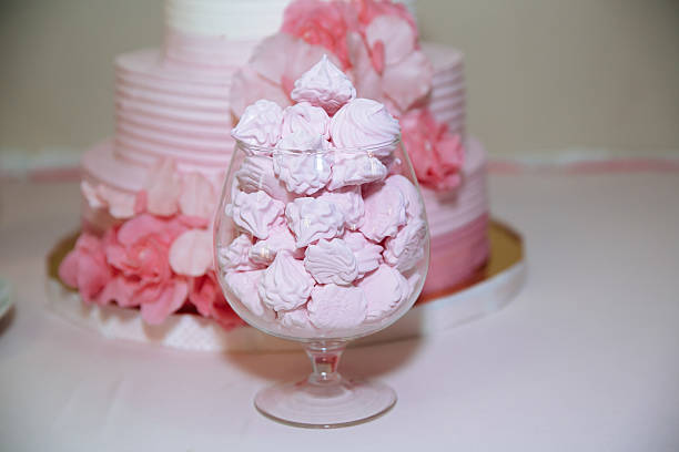 istock Wedding cake. Candy bar marshmallow on the table in a 614306928