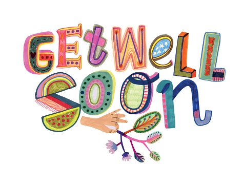 Get well soon message. Hand drawn letters. Vector file