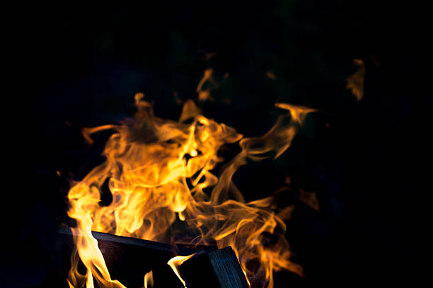istock Bright flame of bonfire. Defocused 614309274