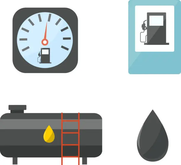 Vector illustration of Gas oil station vector set.
