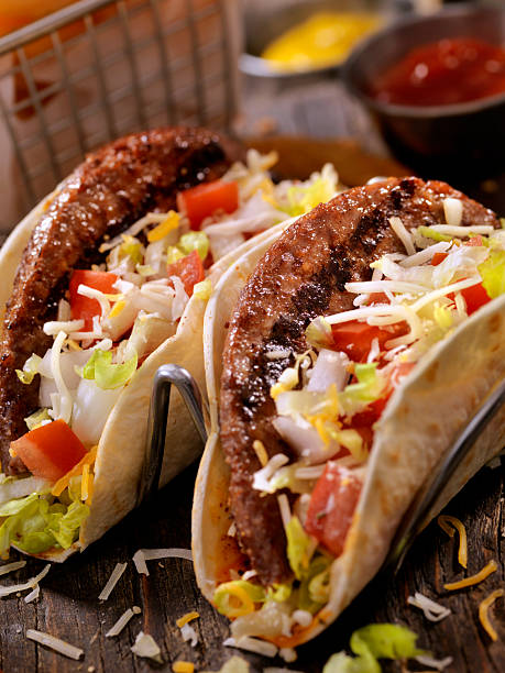istock Cheeseburger Tacos with Fries 614312130