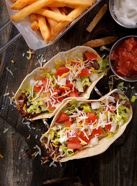 istock Soft Beef Tacos with Fries 614313304