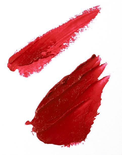 istock Red colour lipstick stroke on white background 614316124